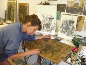 Sula at work in her studio